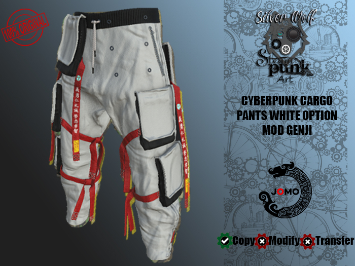 Second Life Marketplace SW Cyberpunk Cargo Pants Genji White Jomo